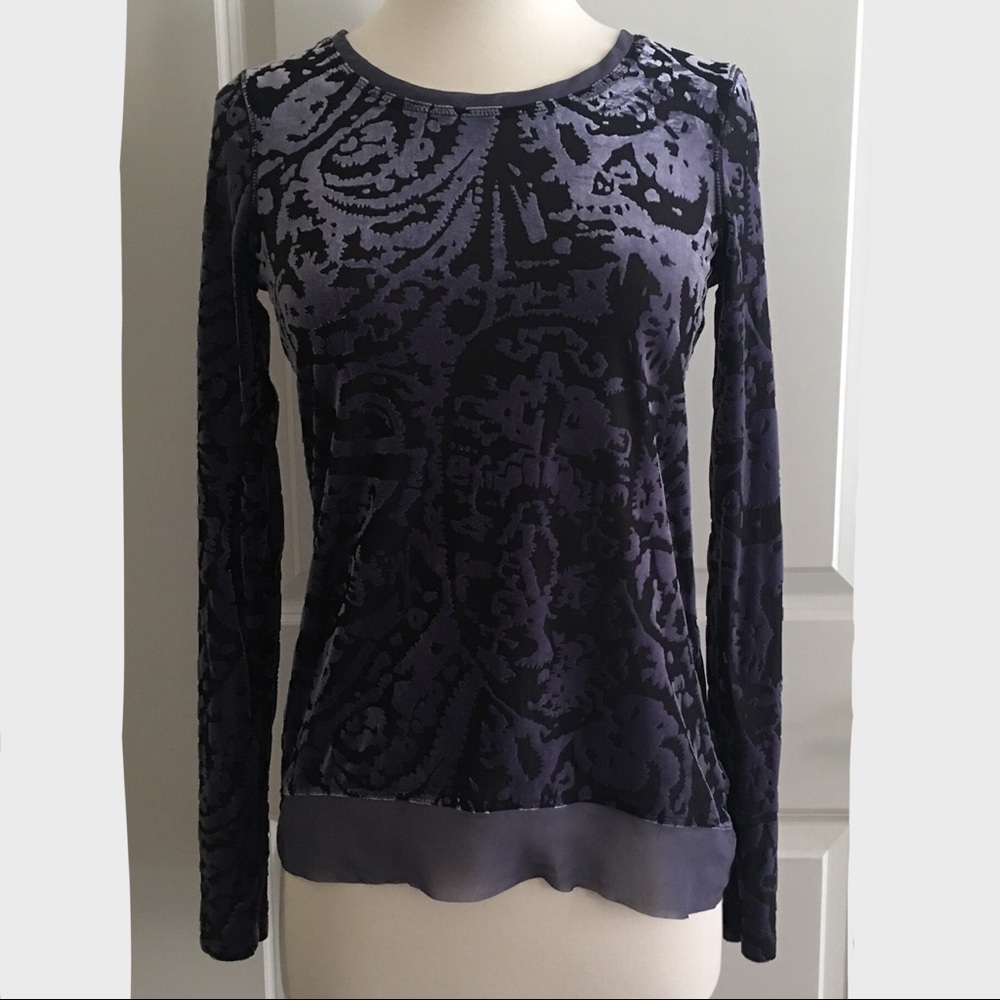 Simply Vera Purple Velvet & Mesh Top, size XS